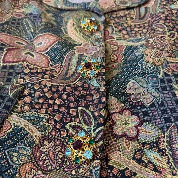 ❌❌SOLD❌❌ Vintage Christian Lacroix paisley tapestry blazer with rhinestone Sz 10 - Picture 10 of 12